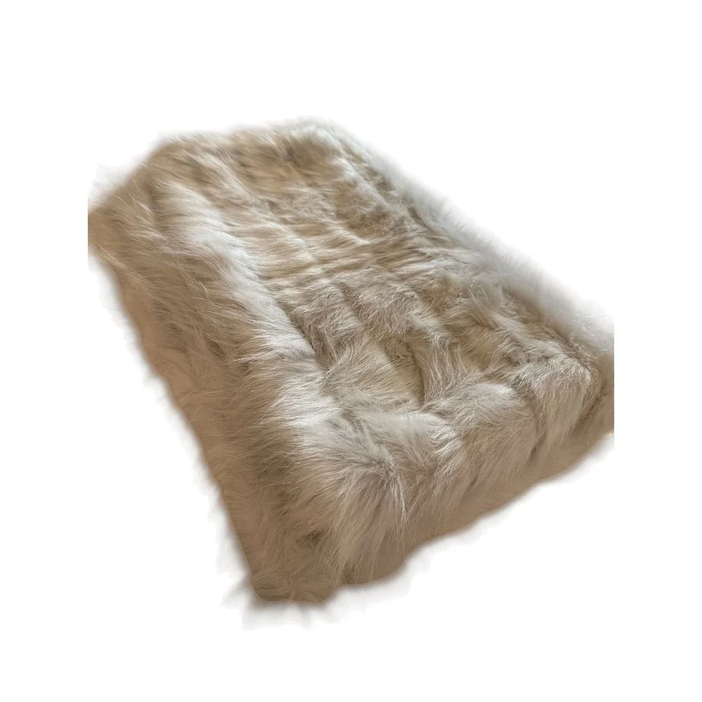 Monique Lhuillier Pottery Barn Kids Faux Fur Throw Blanket Gray 45x60 Lux Ribbed